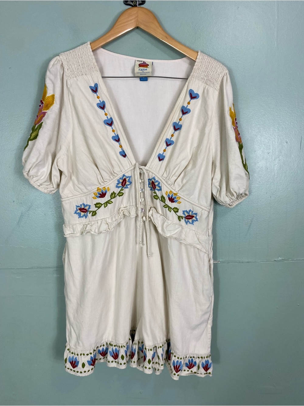 Farm Rio Peplum Embroidered Romper XL - Picture 2 of 7